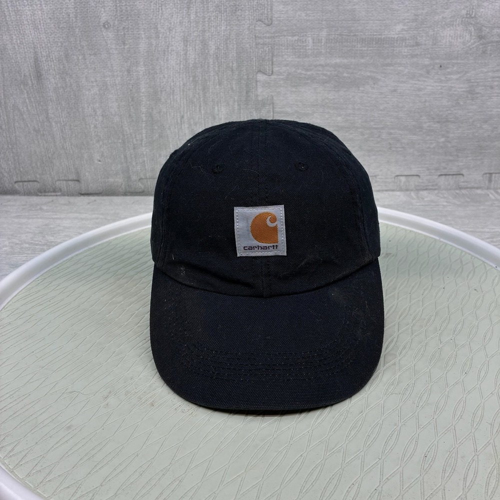 Carhartt Hat Mens Black Cotton Canvas Logo Patch Adjustable Baseball Cap